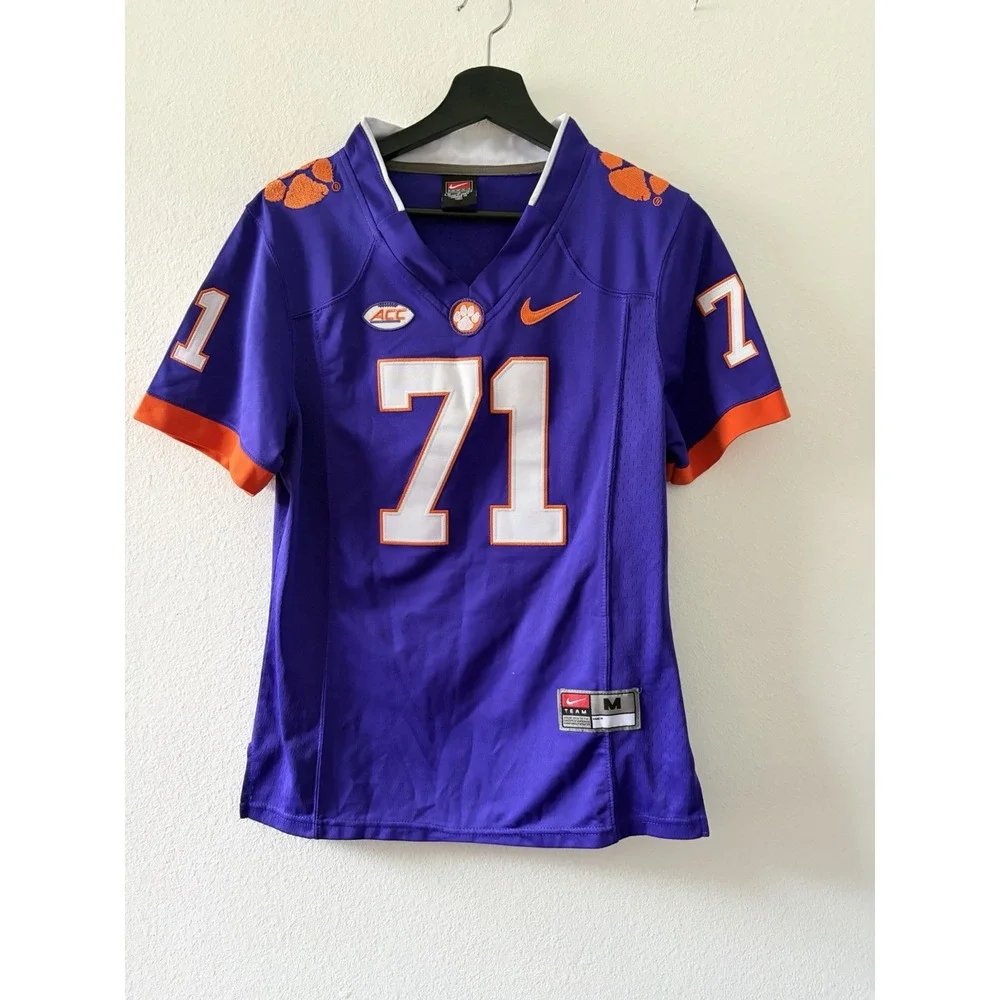 Nike Clemson Tigers #71 Leigh Purple Football Jersey Woman  Size Medium M ACC